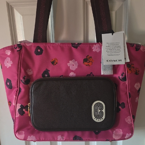 Coach NWT 💝 Pink and Brown Floral Tote! - Picture 1 of 14